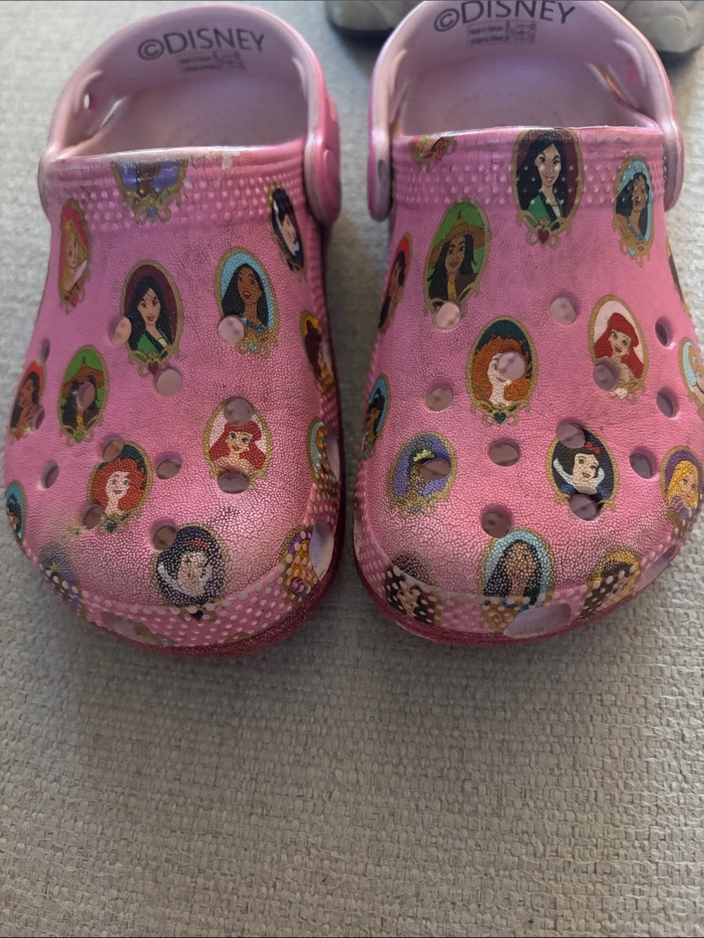 CROCS Kids Pink Disney Print Slip-On Clogs